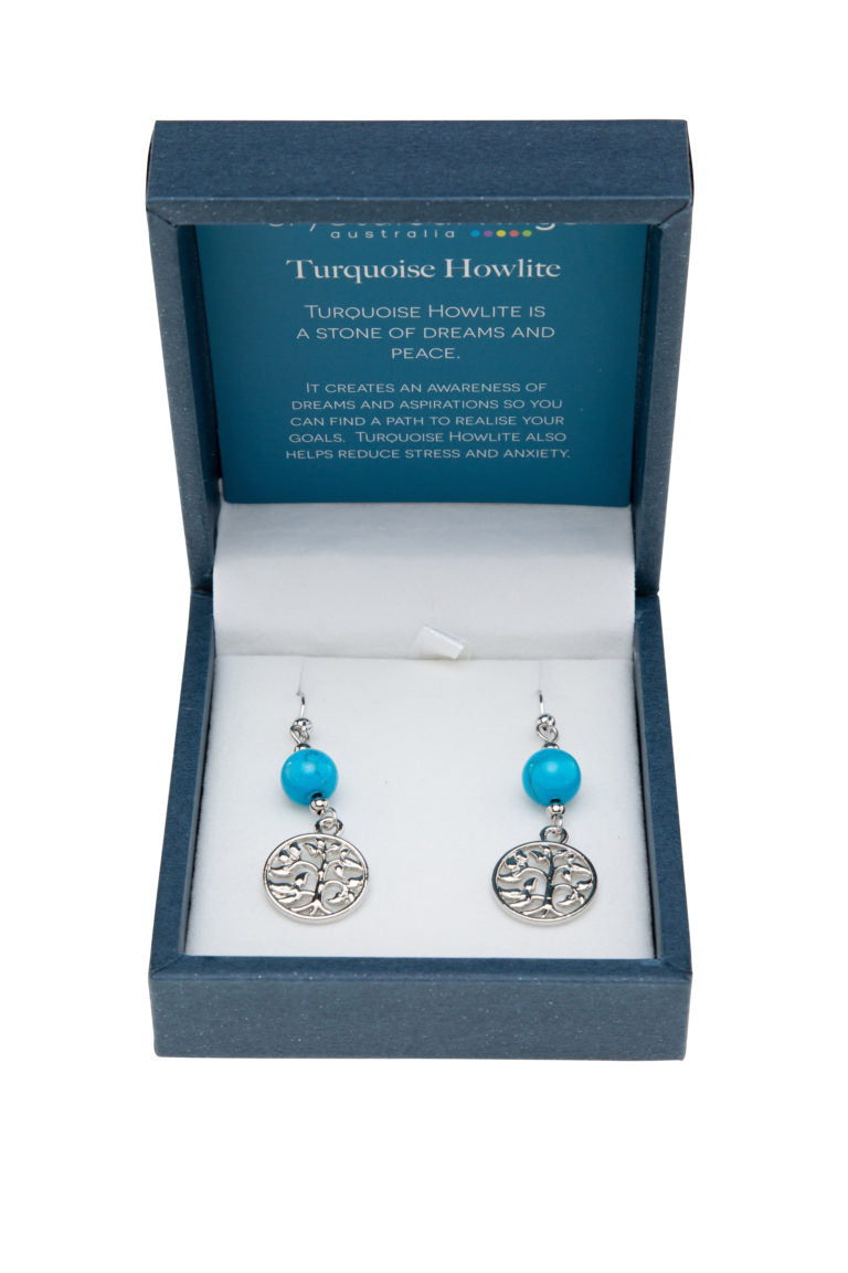 Turquoise Howlite Tree of life earrings